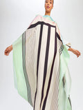 Casual Wear Printed Stripped Pattern Style Soft Satin Silk Kaftan J5634 image 6
