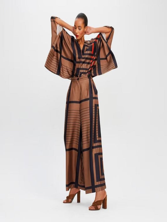 Soft Satin Silk Geometry Co-ord Sets J5638 image 1