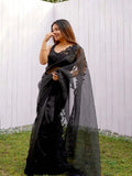 Organza Silk With Heavy Embroidery Work Saree image 6