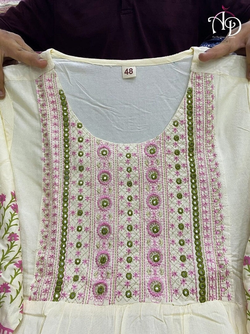 Women's Traditional Cotton Kurti Ethnic Long Gown Kurta Western Dress AD image 6