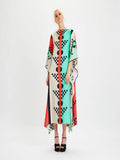 Geometric Printed Style Satin Silk Kaftan J5650 image 6