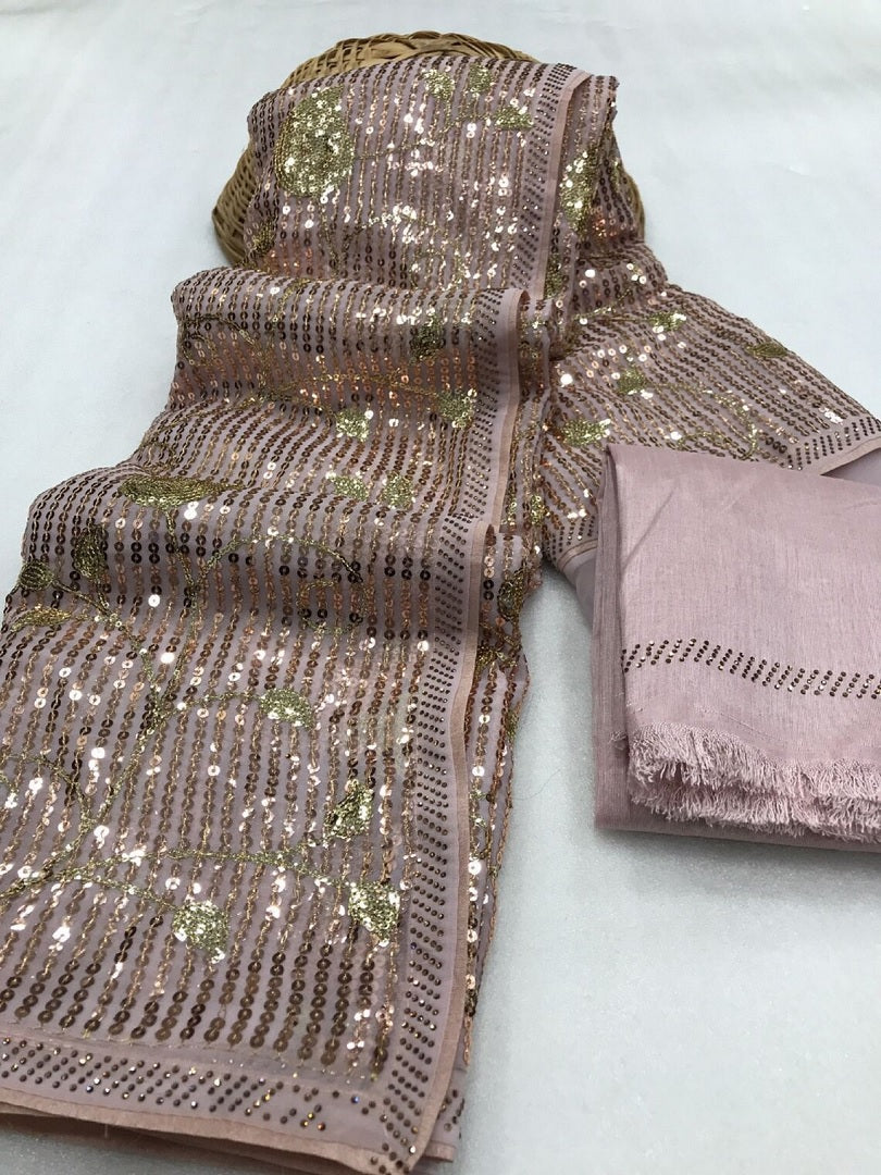 Stylist Georgette Sequence Work Saree Function Wear Saree image 2