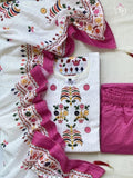 Women White Muslin Ethnic Printed Kurti with Bottom Dupatta Suit AD image 5