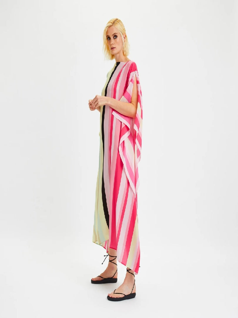 Silk Crepe Stripe Printed Kaftan Top J5688 image 6
