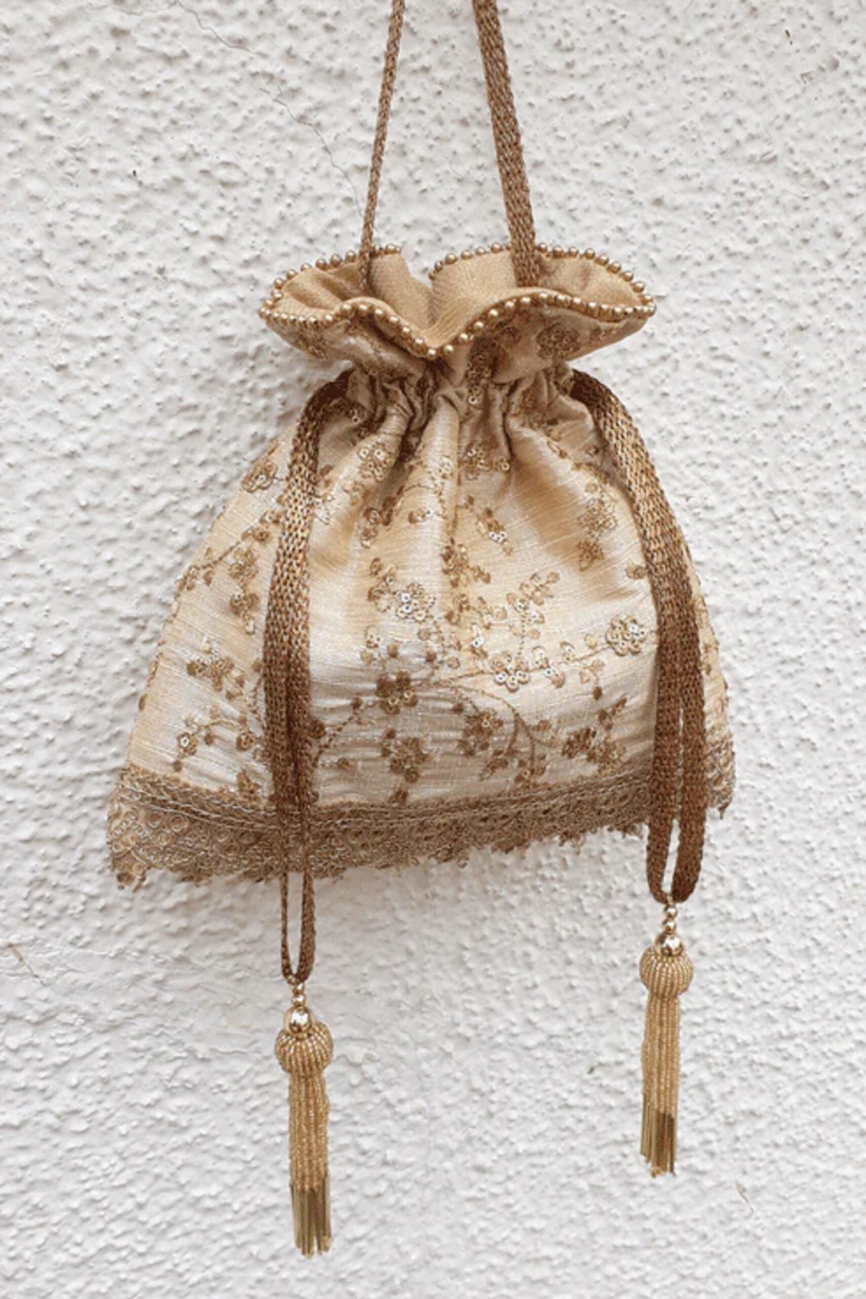 Potli Bag Embroidered poly silk Potli bag image 5
