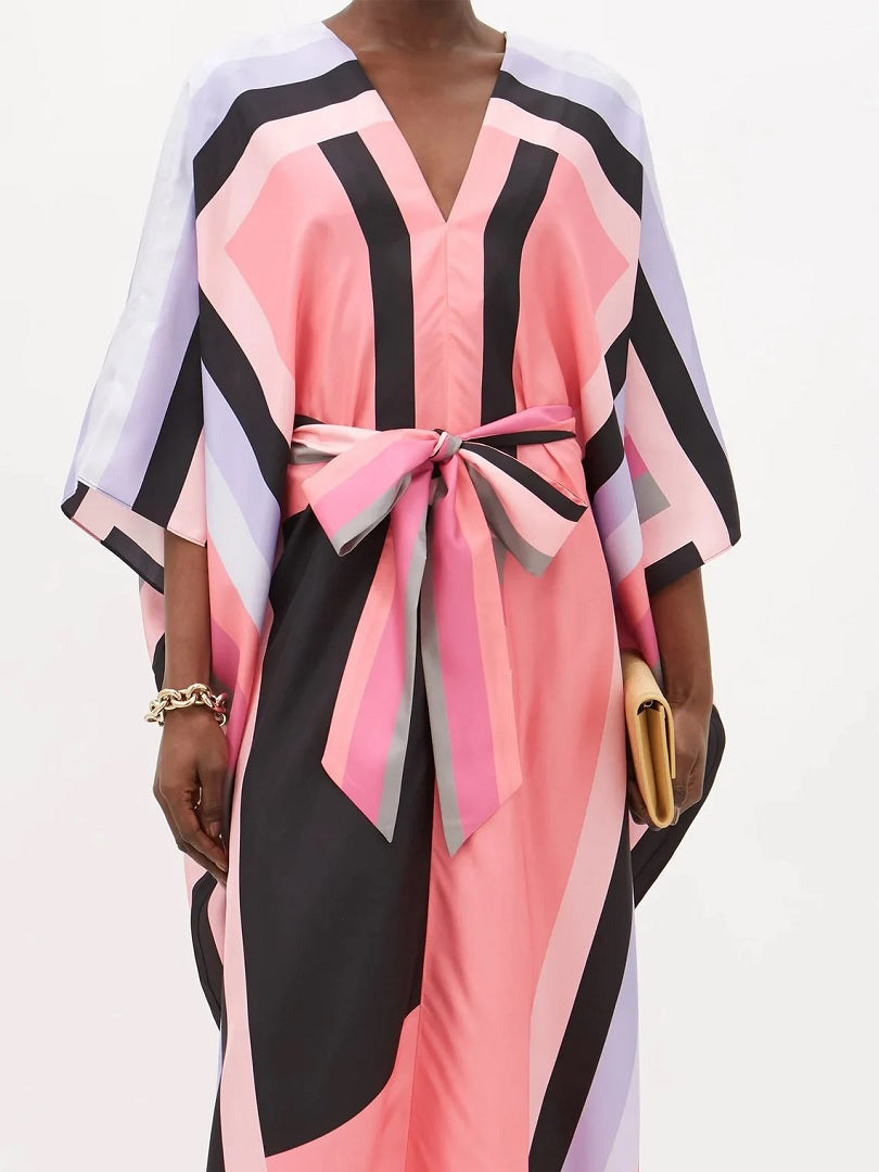 Belt Style Western Wear Exclusive Premium Silk Crepe Kaftans For Women J5707 image 6
