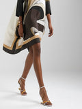 Brown Color Short Silk Crepe Kaftan Dress J5710BROWN image 6
