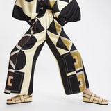 Soft Satin Silk Two Piece Top And Pant Geometric Printed Co Ord Set J5786 image 4