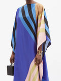 Striped Printed Lounge Wear Soft Satin Silk Kaftan J5651 image 6