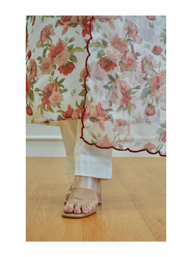 Multi Color Flower Printed Dress For Women & Girls Wear Top Bottom Dupatta Shalwar Suit AK image 6