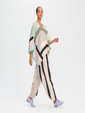 V-Neck Style Stripped Printed Satin Silk Co-ord Sets Kaftan + Pant For Women J5637 image 6