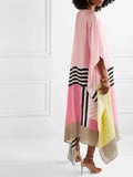 Rose Pink Satin Silk Kaftan Dress J5587 image 3