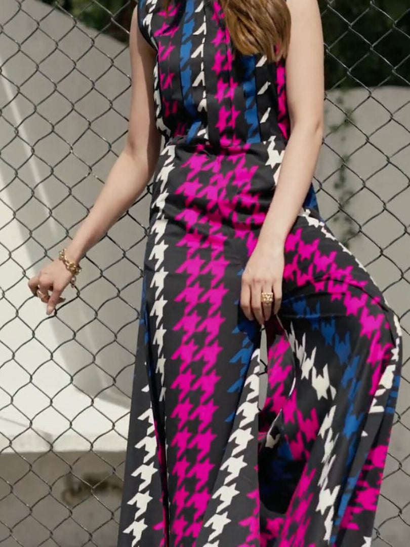 Party Wear Printed Korean Jumpsuit With Pockets J5715 image 5