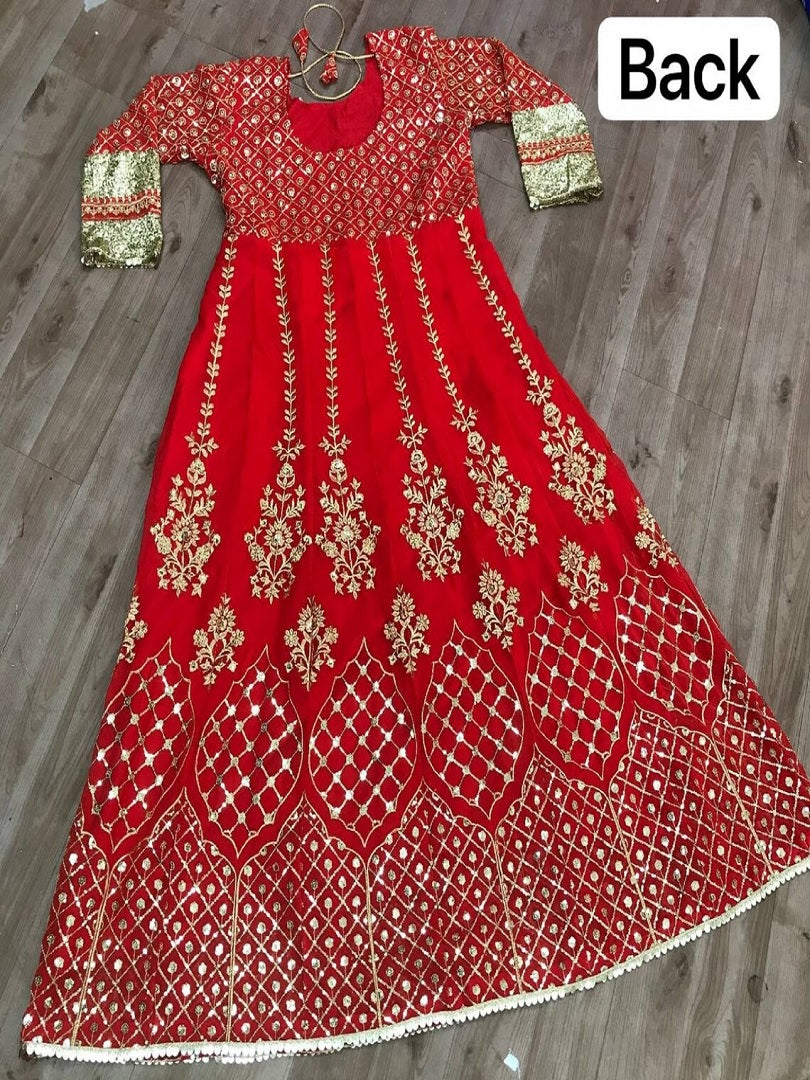 Georgette With Embroidery Sequence Zari Design Work Bridal Gown 13-MA5 image 3