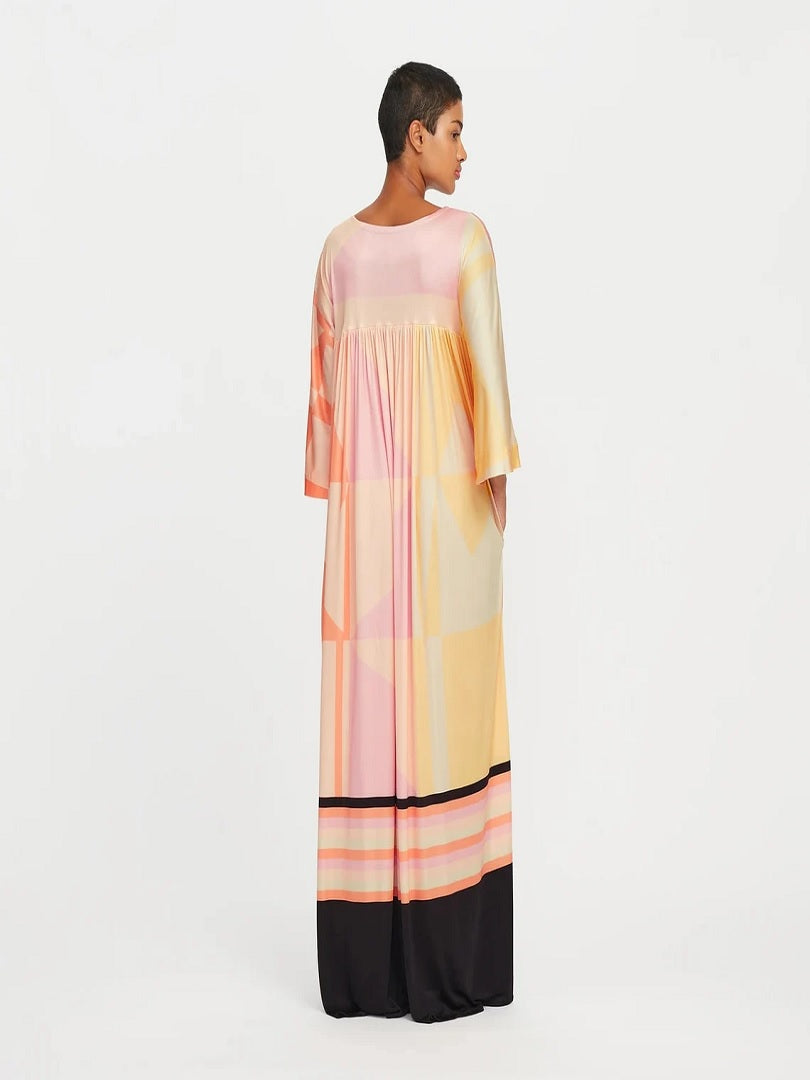 Digital Printed Evening Wear Poly Rayon Cotton Maxi Top Dress Gowns J5758 image 5