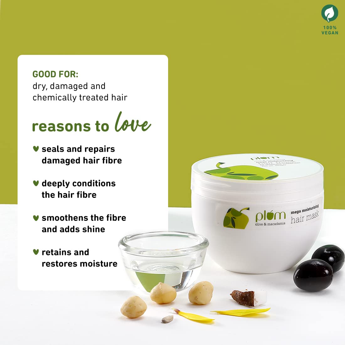 Plum Olive Hair Mask For Damaged Hair Coloured Hair, Salon Treated Hair :-250Gm image 6