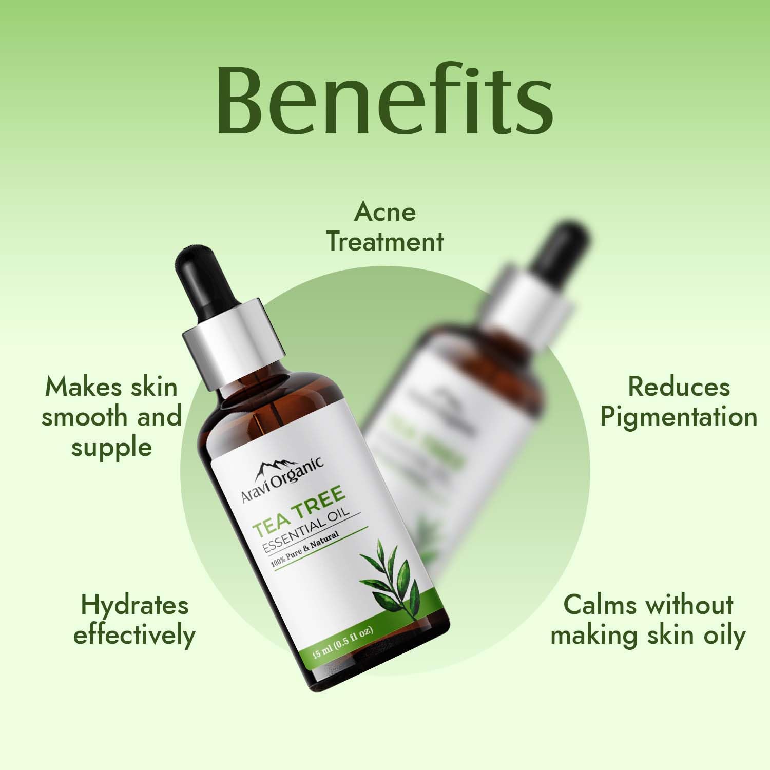 Aravi Organic  Tea Tree And Lavender Essential Oil For Healthy Hair and Skin - For Women and Men -15 ml image 2