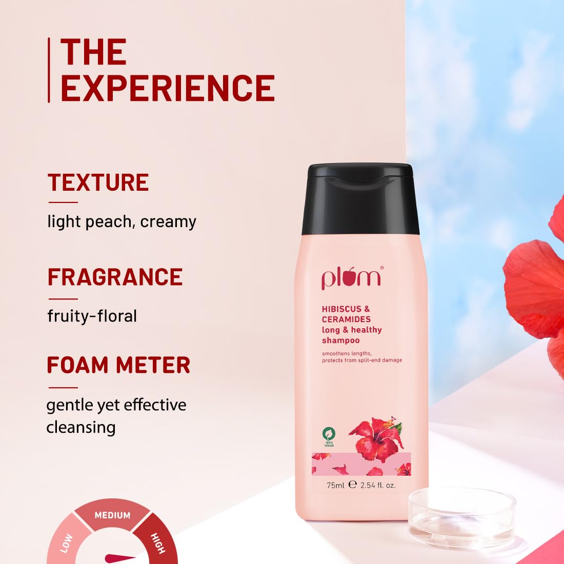 Plum Hibiscus & Ceramides Shampoo | For Silky, Smooth, Long Hair :- 75ml image 5