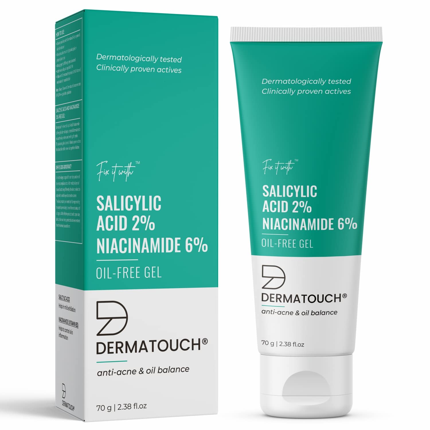 Dermatouch Salicylic Acid 2% Niacinamide 6% Anti-Acne Oil-Free Gel -30gm image 3