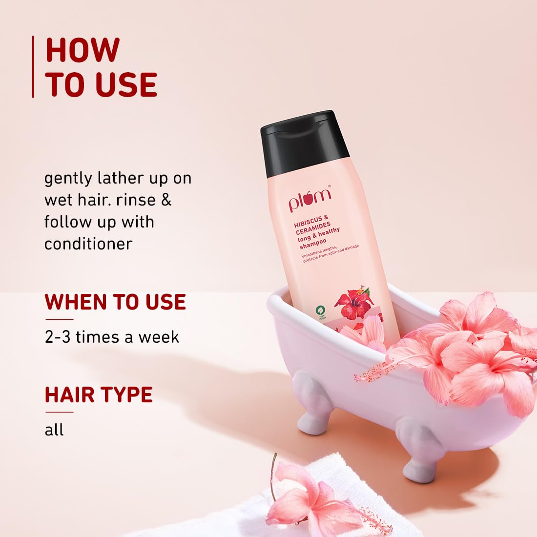 Plum Hibiscus & Ceramides Shampoo | For Silky, Smooth, Long Hair :- 75ml image 3