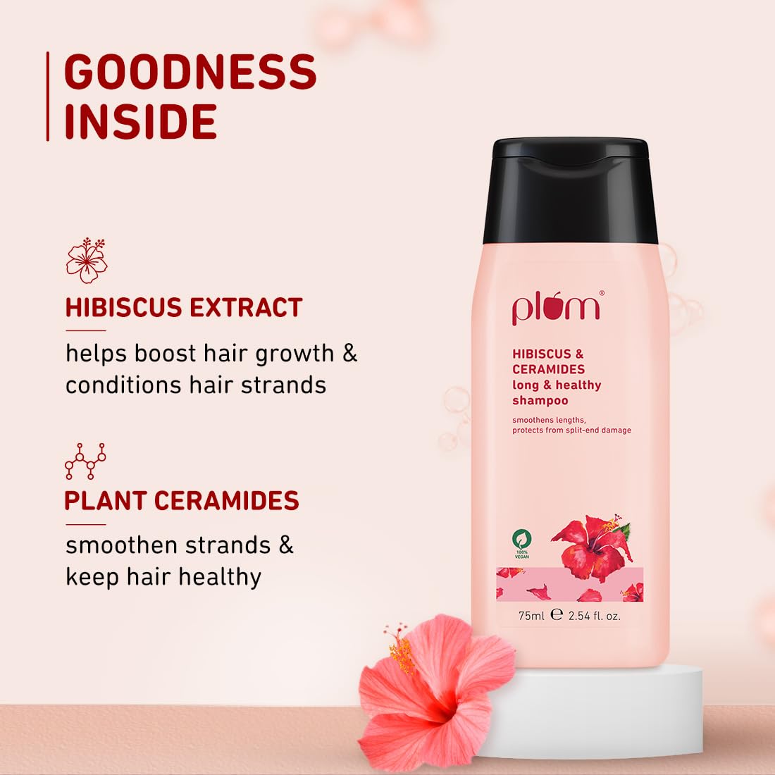 Plum Hibiscus & Ceramides Shampoo | For Silky, Smooth, Long Hair :- 75ml image 4