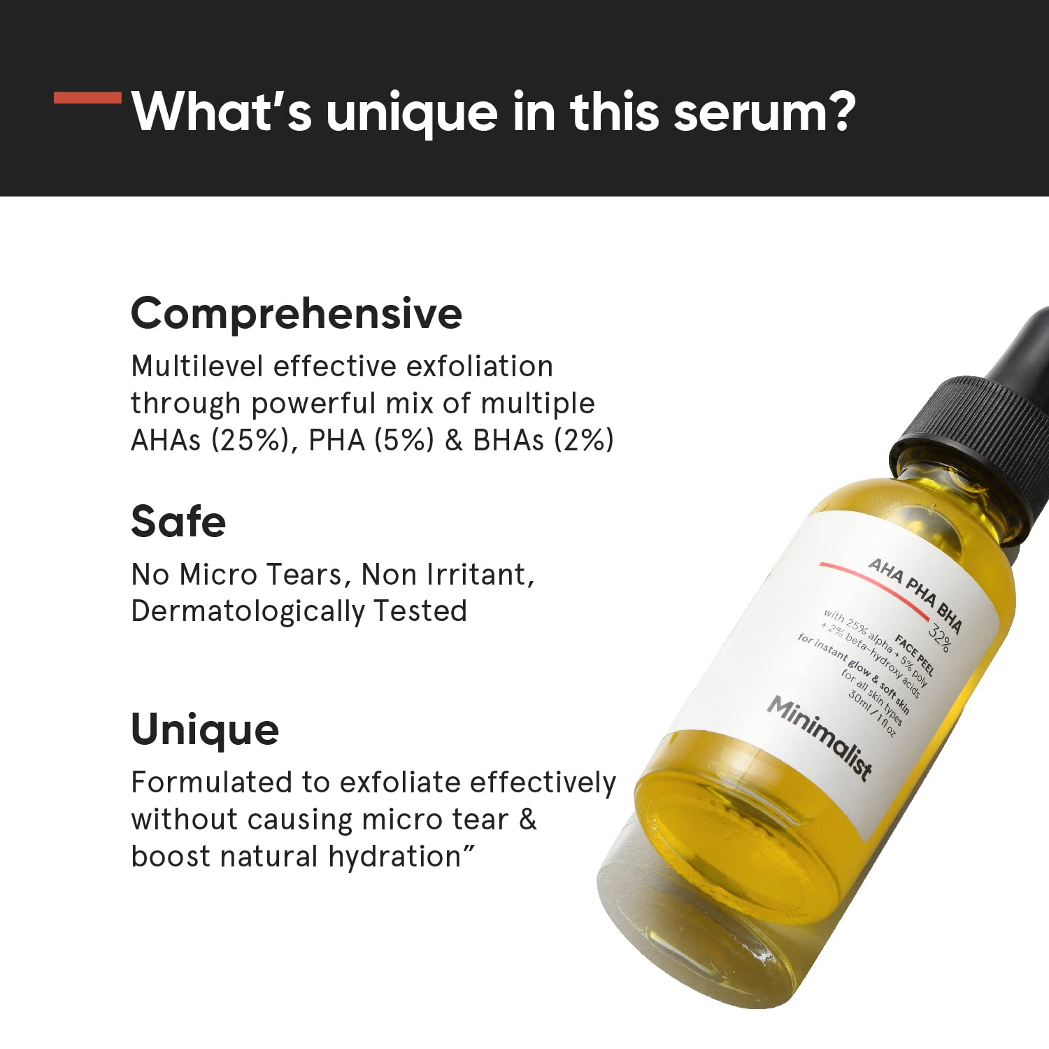 Minimalist 25% AHA + 2% BHA + 5% PHA Peeling Serum-30ml image 3