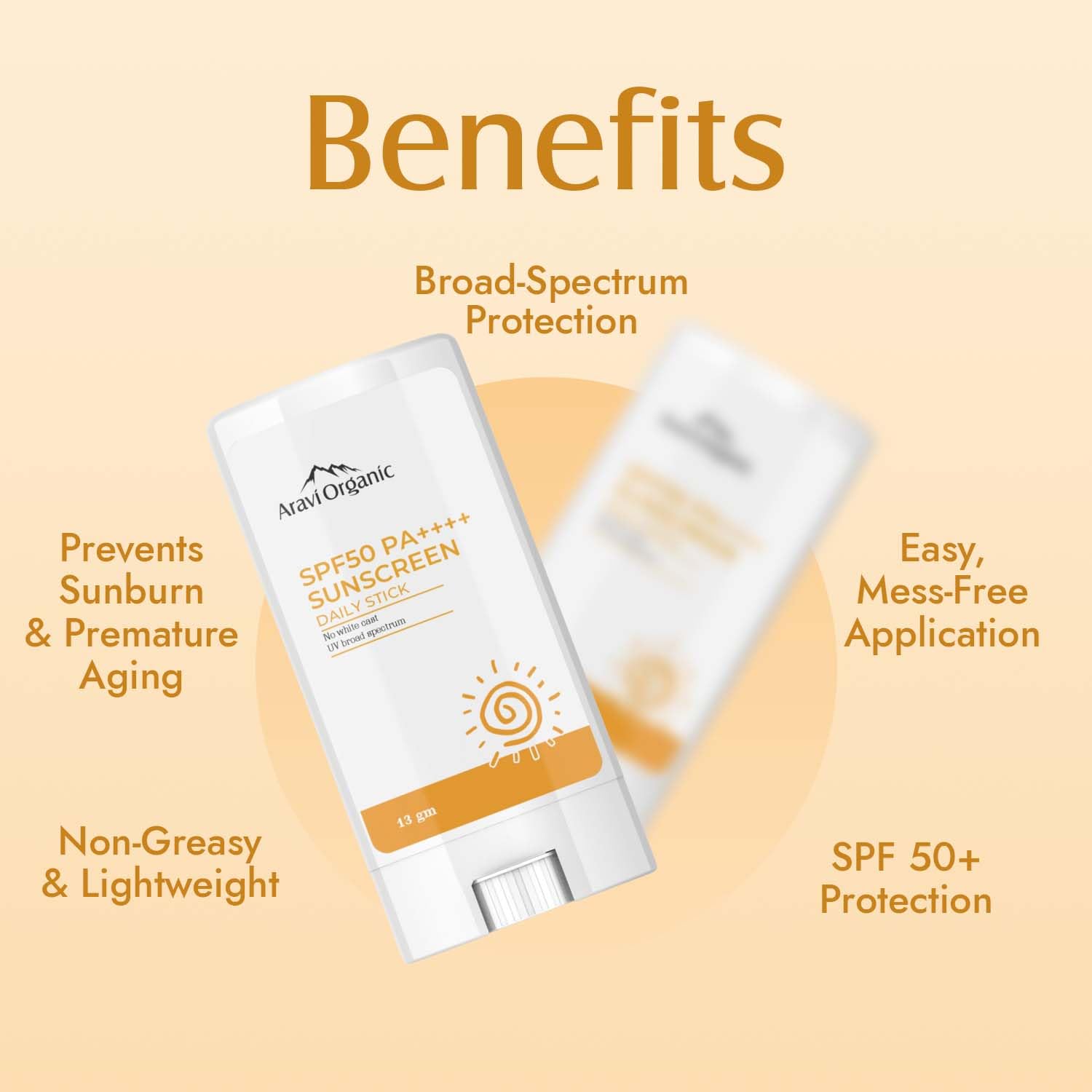 Aravi Organic SPF 50+ Daily Sunscreen Stick -13 gm image 2