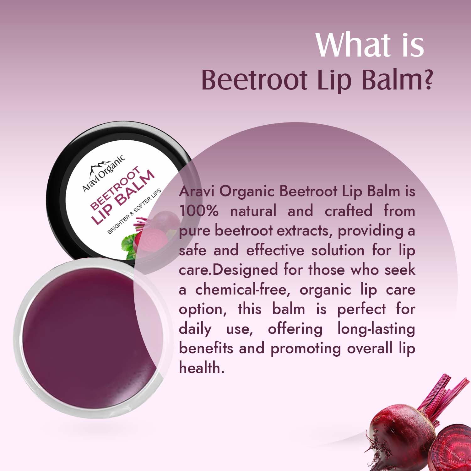 Aravi Organic Beetroot Lip Balm Balm With Beetroots, Shea Butter & Cocoa Butter 8 Gm, Red image 3