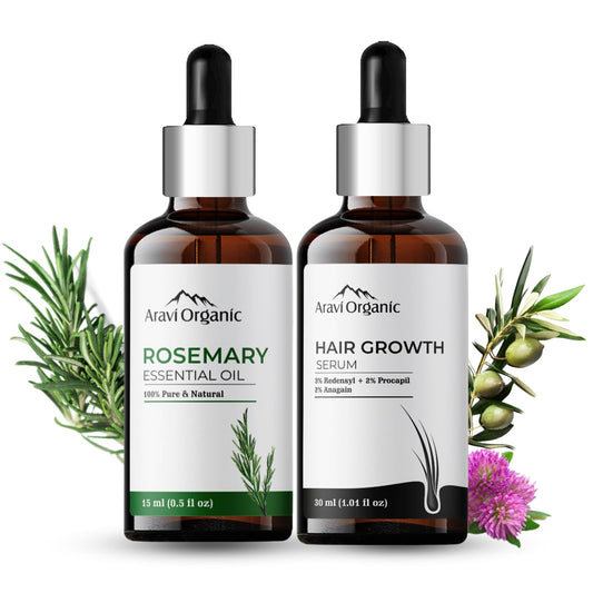 Aravi Organic Rosemary Oil - 15ml And Hair Growth Serum- 30ml Combo image 1