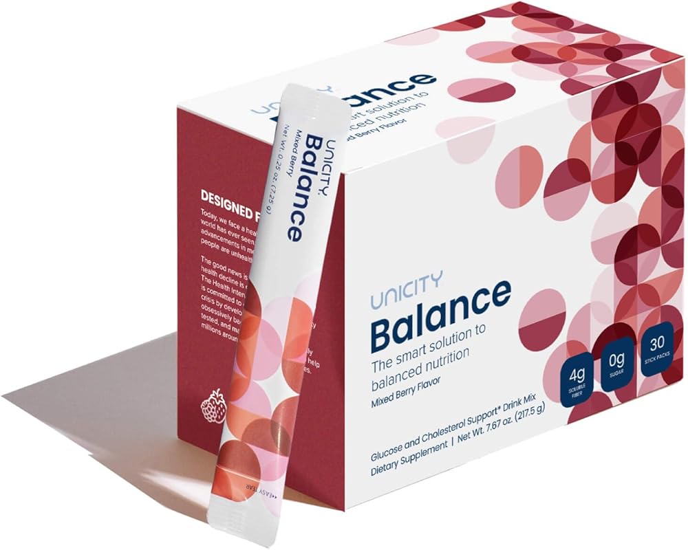 Unicity Balance Glucose & Cholesterol Support Drink Mix – Mixed Berry (30 Stick Packs) image 1