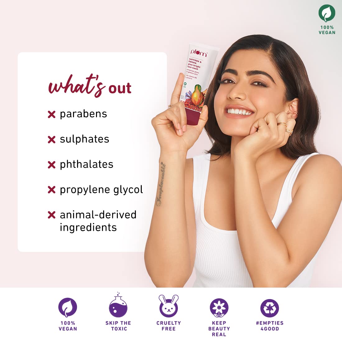Plum Saffron & Papaya Glow Brightening Face Wash  :- 100 ml image 6