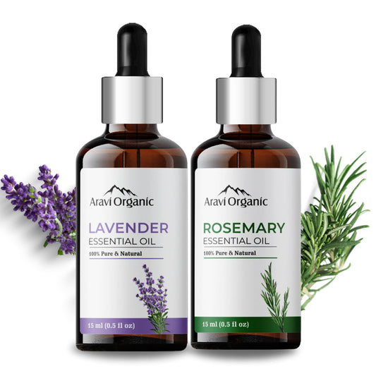Aravi Organic 100% Pure Lavender And Rosemary Essential Oil For Hair Growth,  -15 ml Each image 1