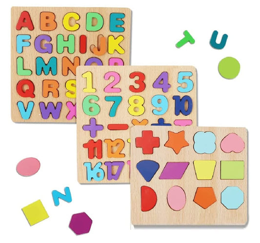 Chocozone Wooden Learning Educational Game Board (Alphabets, Numbers & Shapes) image 1