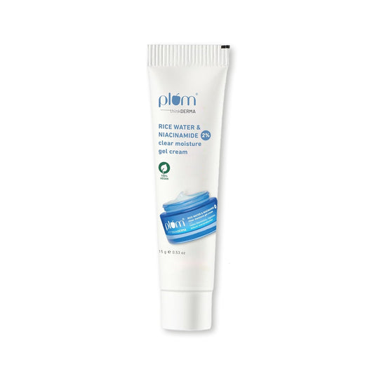 Plum 2% Niacinamide & Rice Water Super Light Gel Cream Moisturizer for Face Oil-Free Hydration :-  15 GM image 1