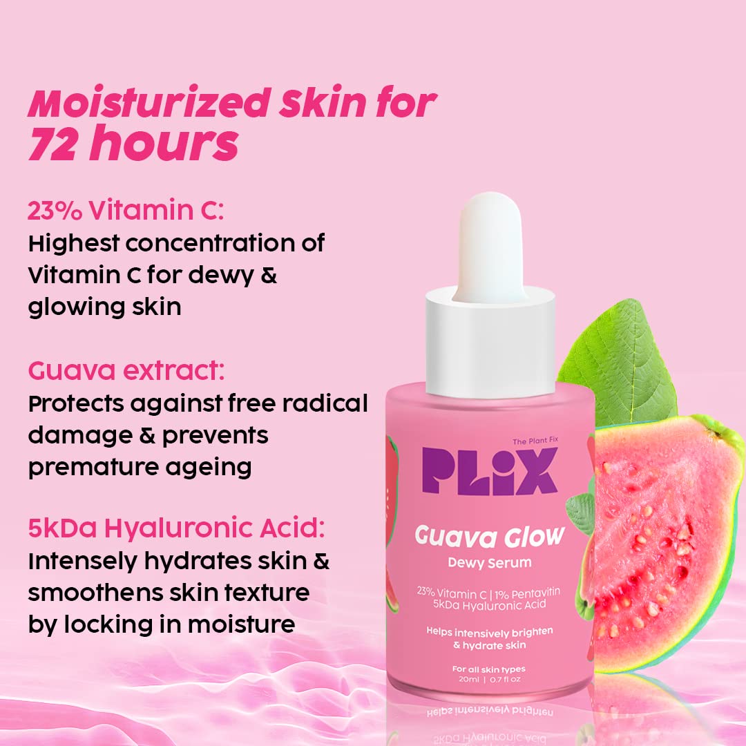 PLIX  SPF 50+ Guava Glow Sunscreen and 23% Vitamin C Guava Face Serum Combo (50g and 20ml) image 4