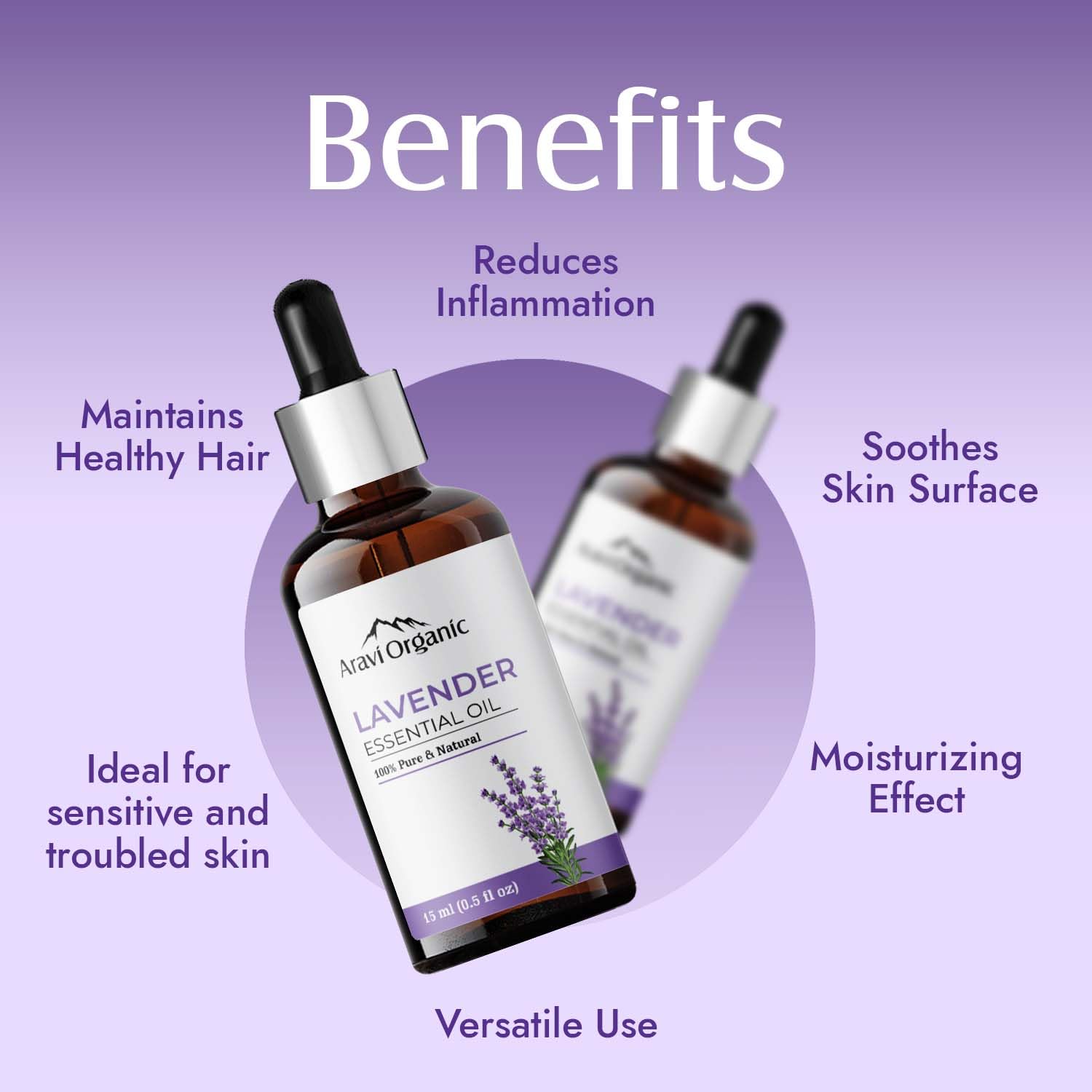 Aravi Organic  Tea Tree And Lavender Essential Oil For Healthy Hair and Skin - For Women and Men -15 ml image 3