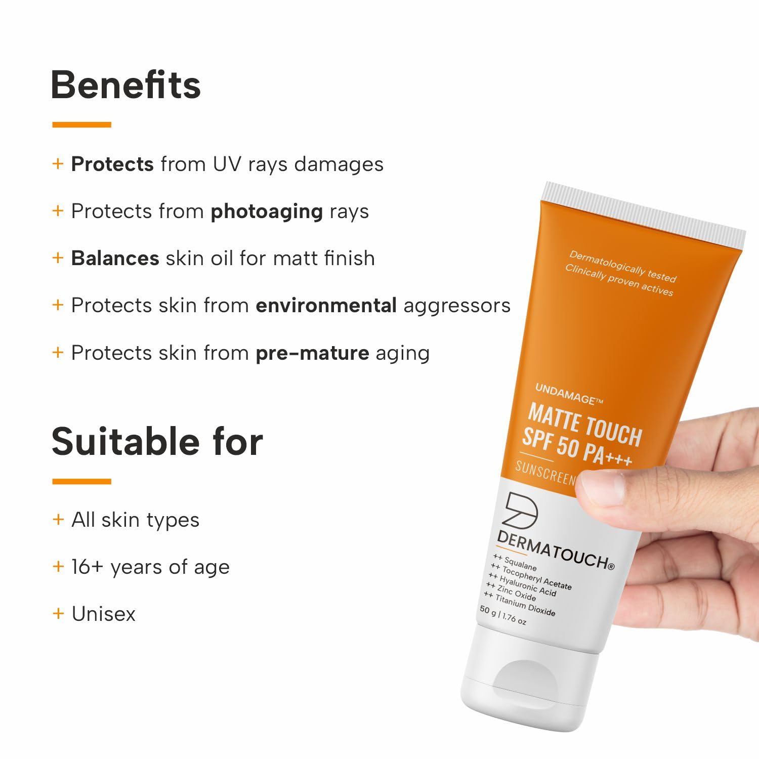 DERMATOUCH Matte Touch Sunscreen SPF 50 PA+++| -50g image 2