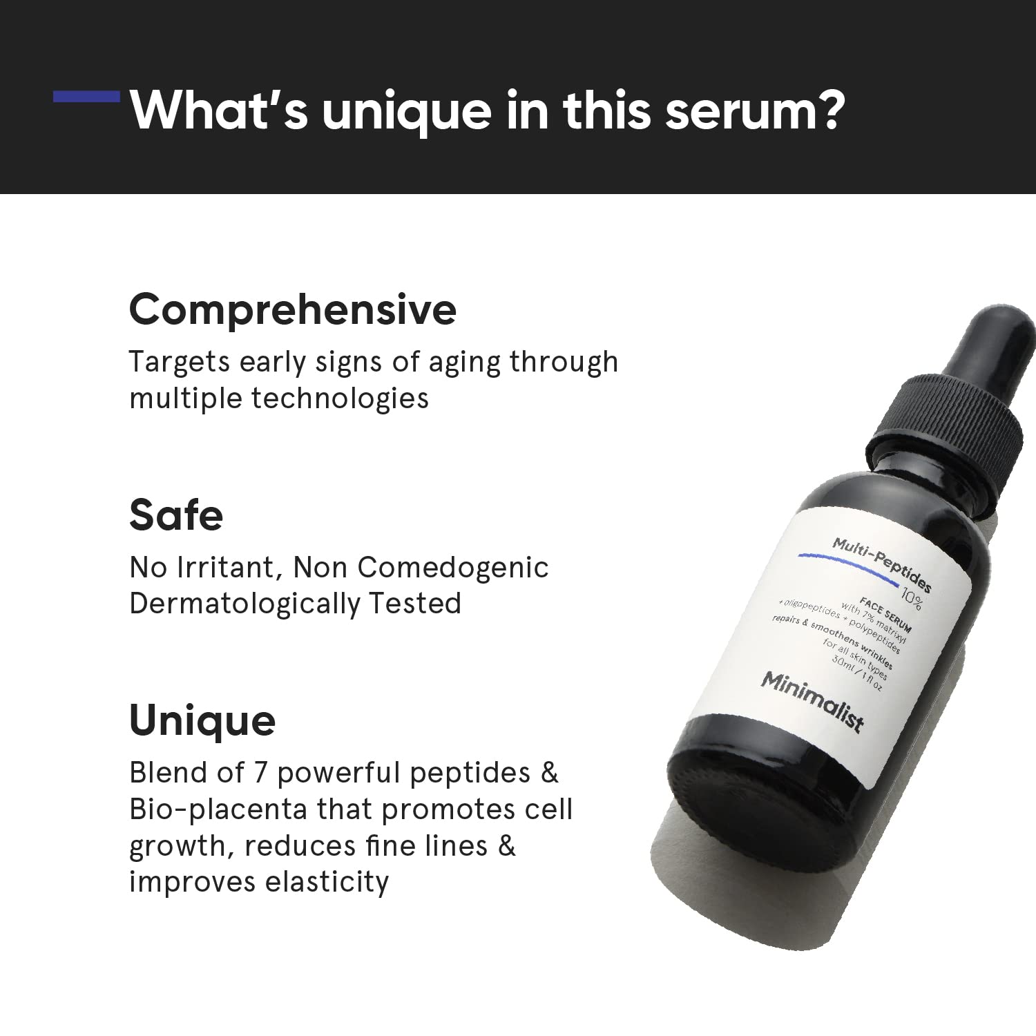 Minimalist Multi Peptide Night Face Serum for Ageless Younger Skin-30ml image 2