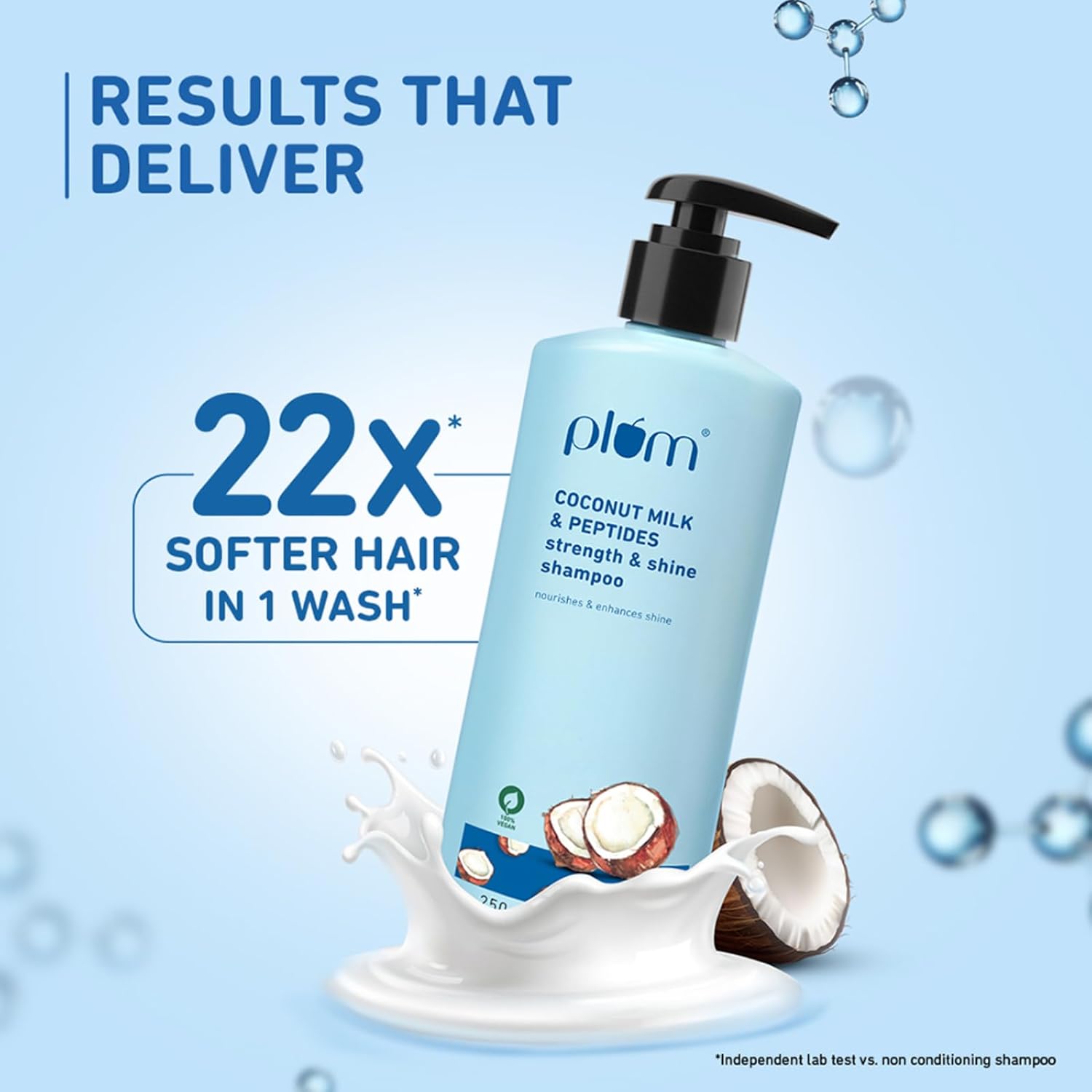 Plum Coconut Shampoo for Dull Hair with Coconut Milk and Peptides for Strong & Shiny Hair :- 250ml image 3