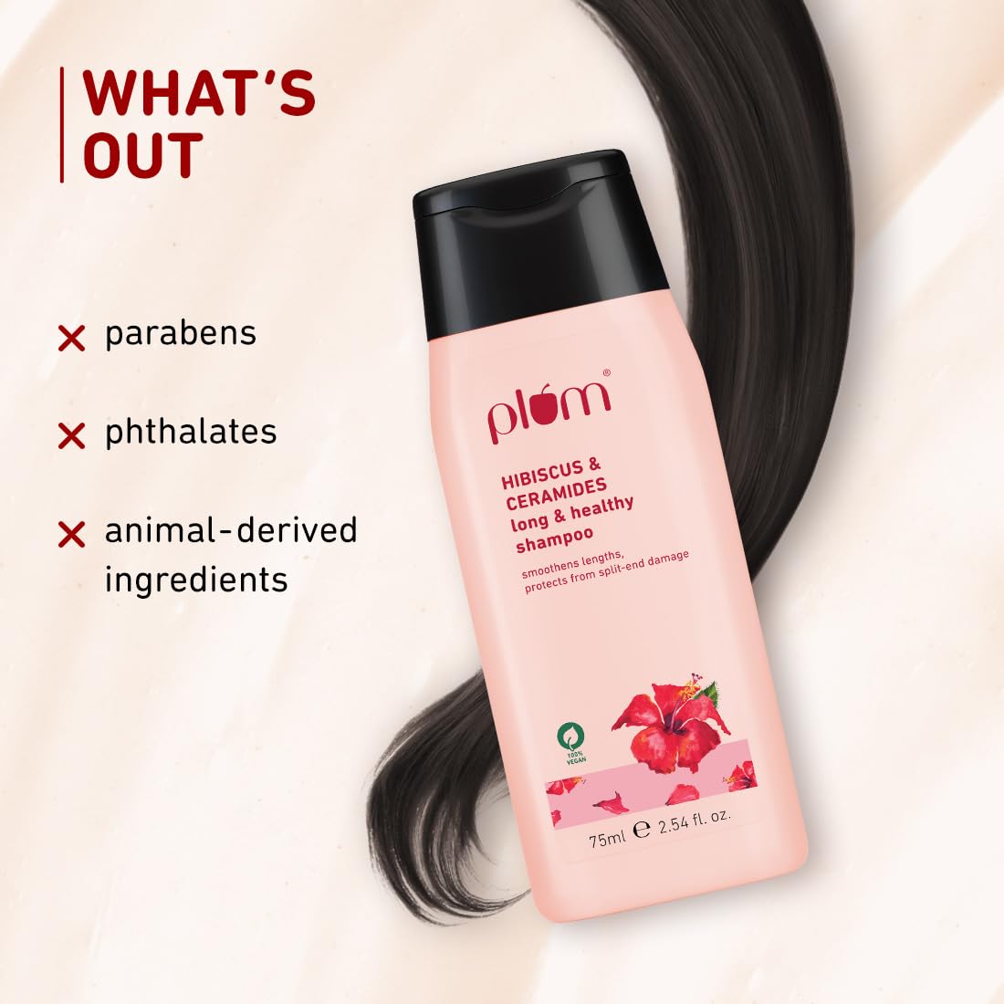 Plum Hibiscus & Ceramides Shampoo | For Silky, Smooth, Long Hair :- 75ml image 6
