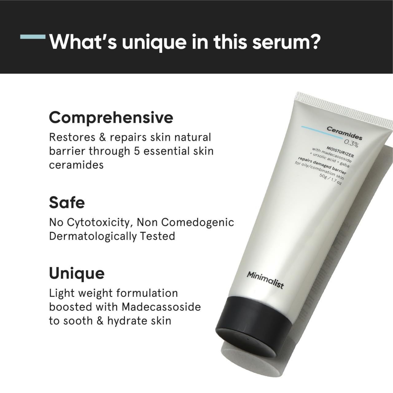 Minimalist 0.3% Ceramide Face Moisturizer For Barrier Repair & Deep Moisturization | Daily Repairing Face Moisturizing Cream | For Oily - Combination Skin | 50g image 3