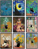 9-Piece Funny Black Cat Wall Art Set – Cats in Famous Paintings, Vintage Gallery-Style Posters, Eclectic Cute Preppy Aesthetic Room Decor, Unframed Paperback bookcover – AVRBOOKS