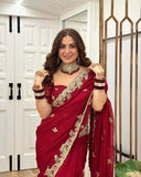 Heavy Georgette Saree,Indian Party Wear Sari Blouse image 6