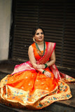 Orange Silk Paithani Weaving Zari Work Lehenga image 5