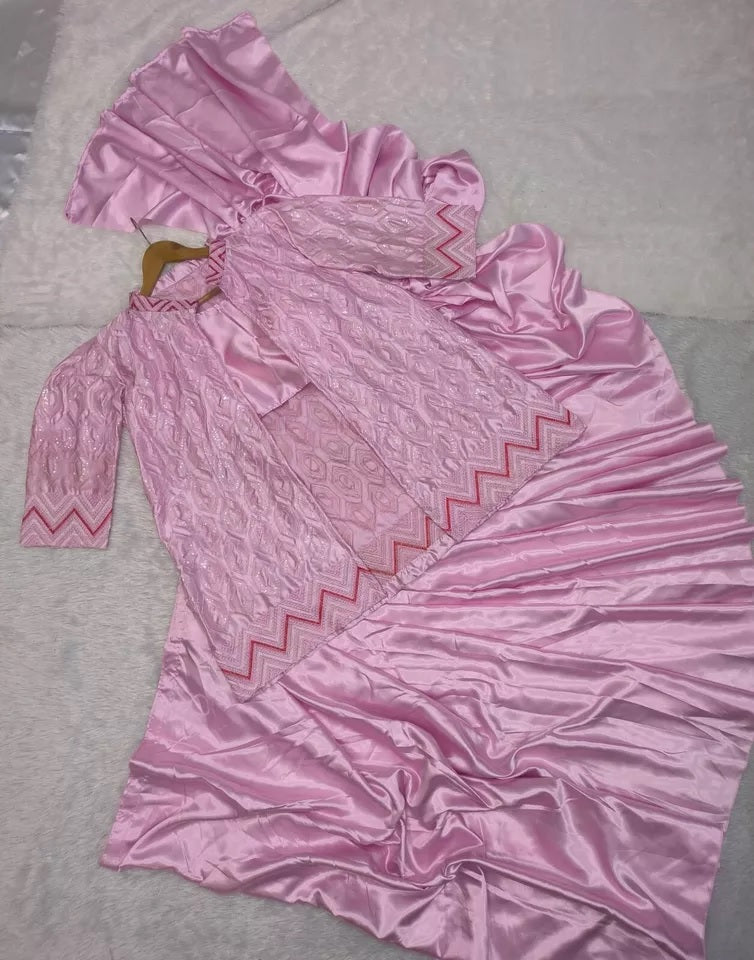 Light Pink Heavy Diamond Silk Ready To Wear Saree Blouse With Jacket image 2