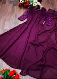 Georgette With Full Stitch With Embroidery Sleeve Work Dress image 6