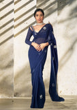 Premium Georgette & Beautiful Embroidery Work Ready To Wear Saree image 6