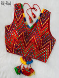 Faux Georgette Multi Color Work V Neck Full Stitched Blouse image 7
