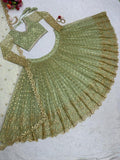 Green Sequence Work Lehenga Wedding Wear image 6