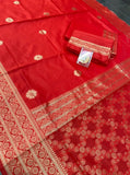 Red Soft Lichi Silk Saree And Blouse Wedding Wear Latest Sari Collection image 6